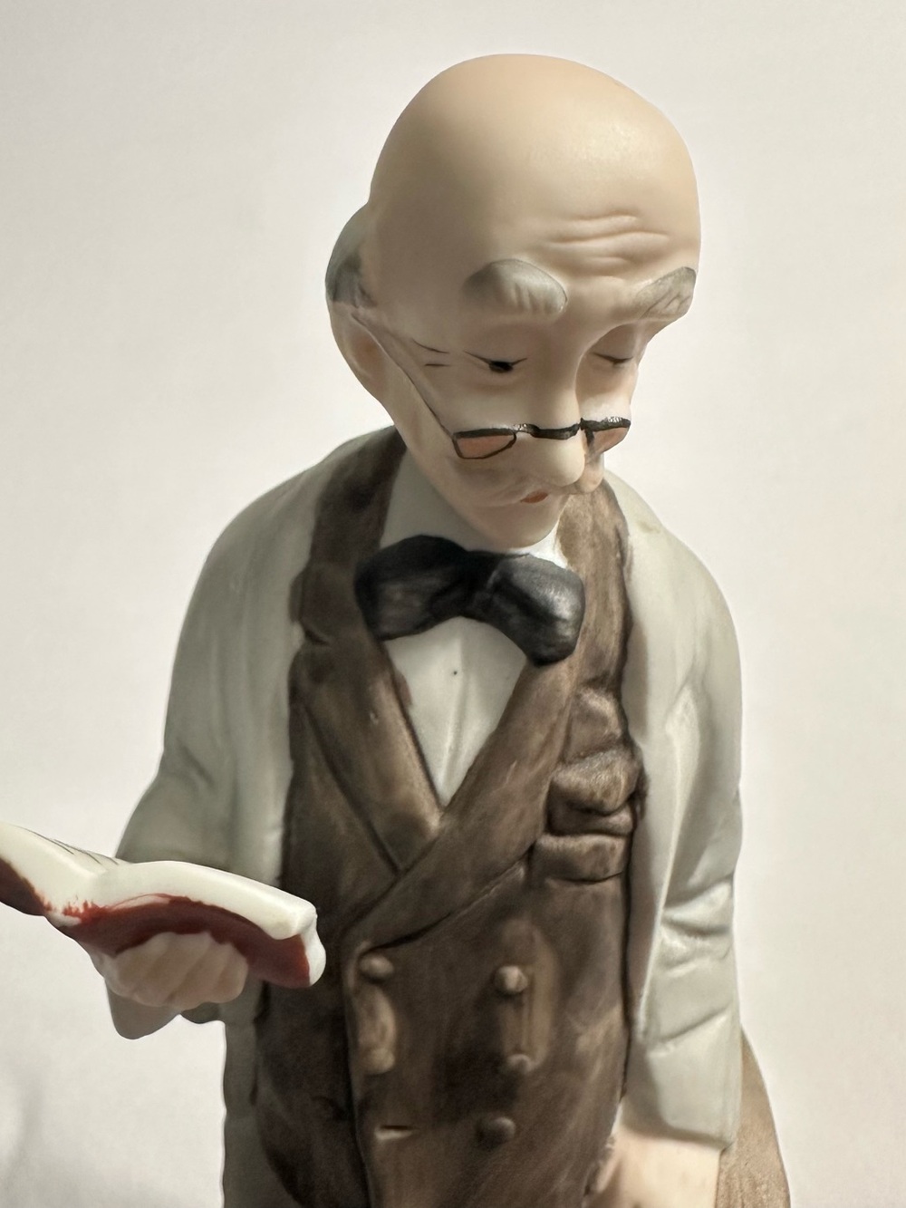 Ceramic Elderly Gentleman Figurine in Cream, Brown and Black